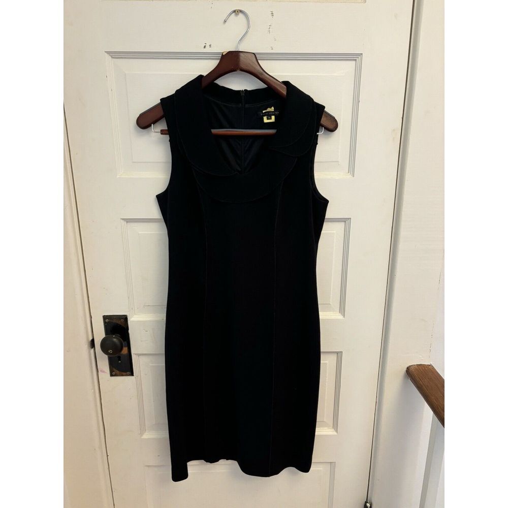David Meister‎ Black Sleeveless Dress Lined Size 8 Raised Hems
